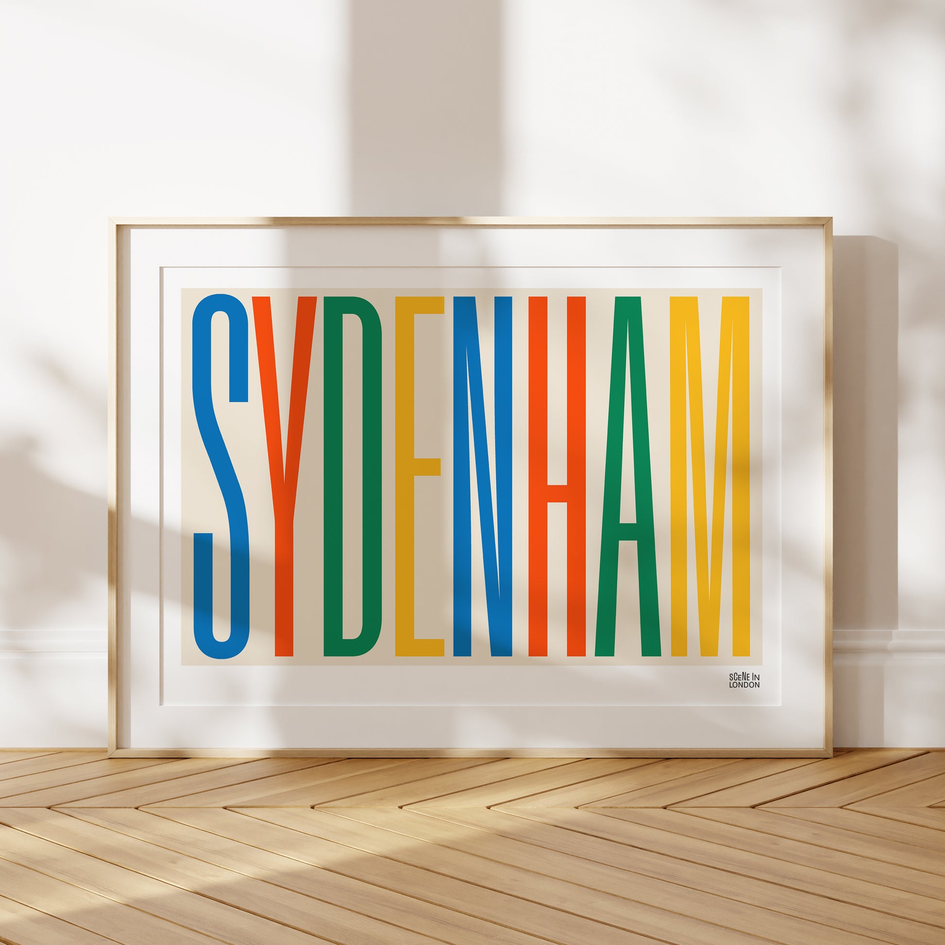 Sydenham art print in colourful typography