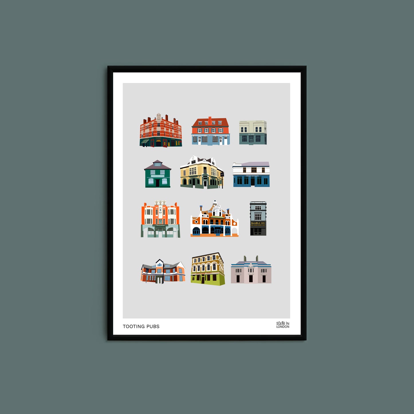 Tooting print featuring pubs in Tooting, London