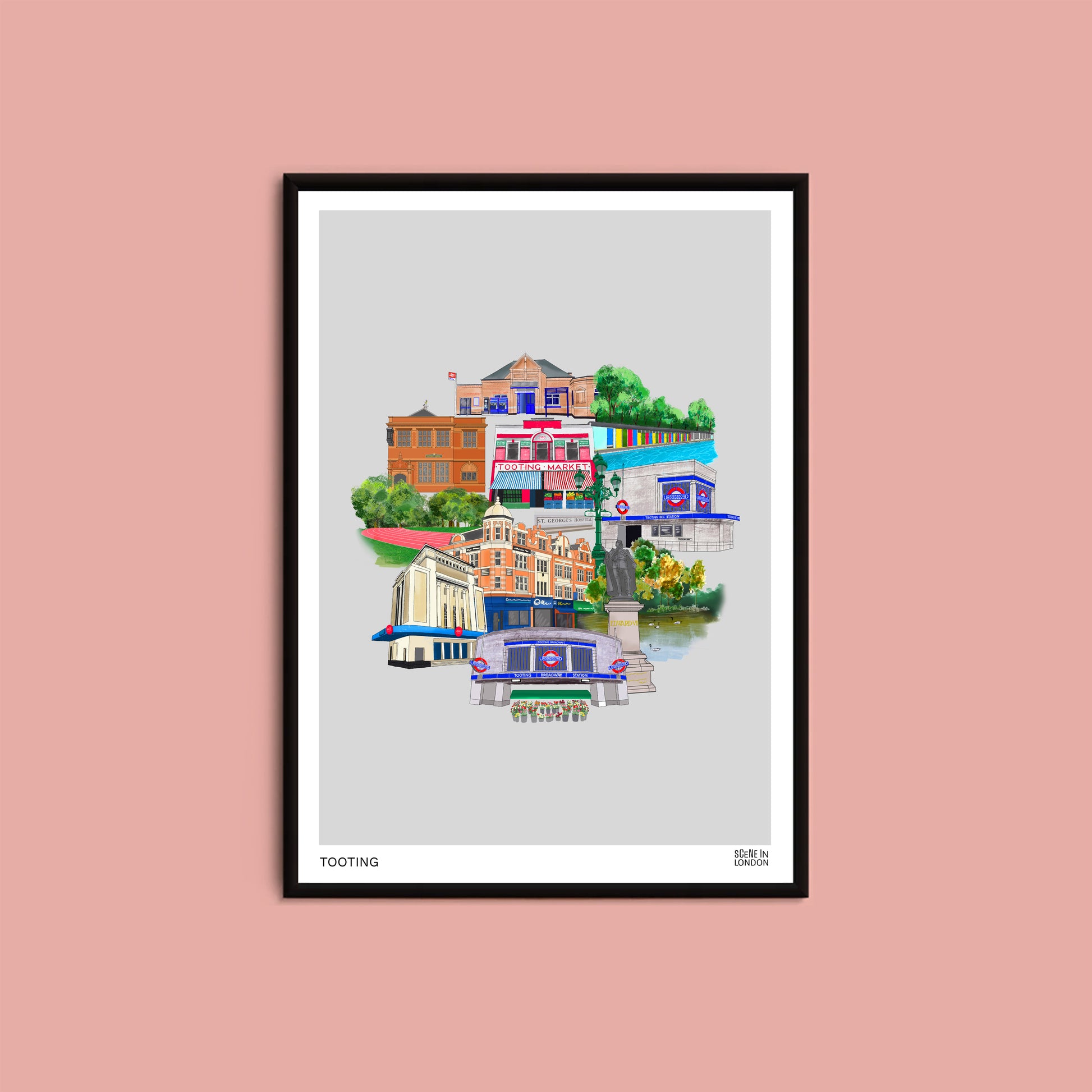 Art print featuring places in Tooting, London