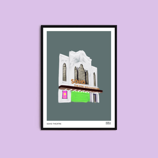 Framed artwork of the Soho Theatre in Walthamstow