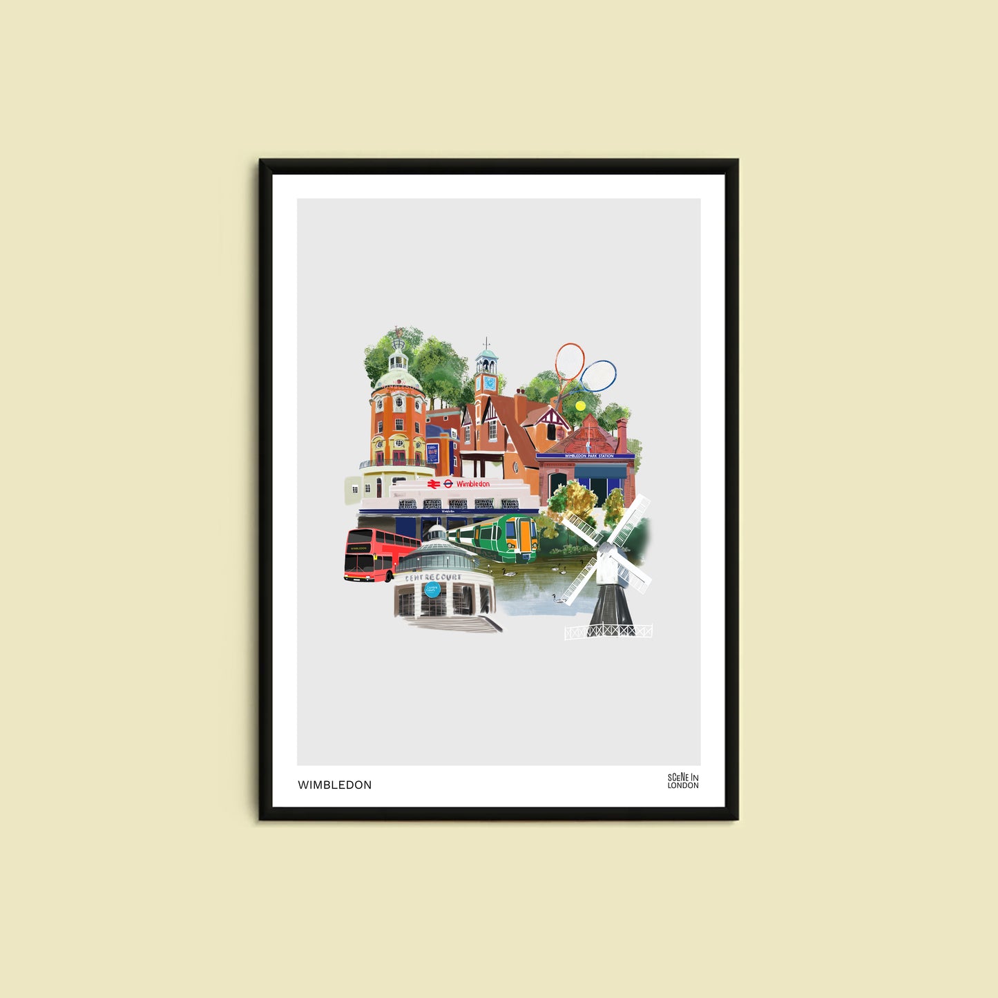 Wimbledon print featuring places in Wimbledon, London