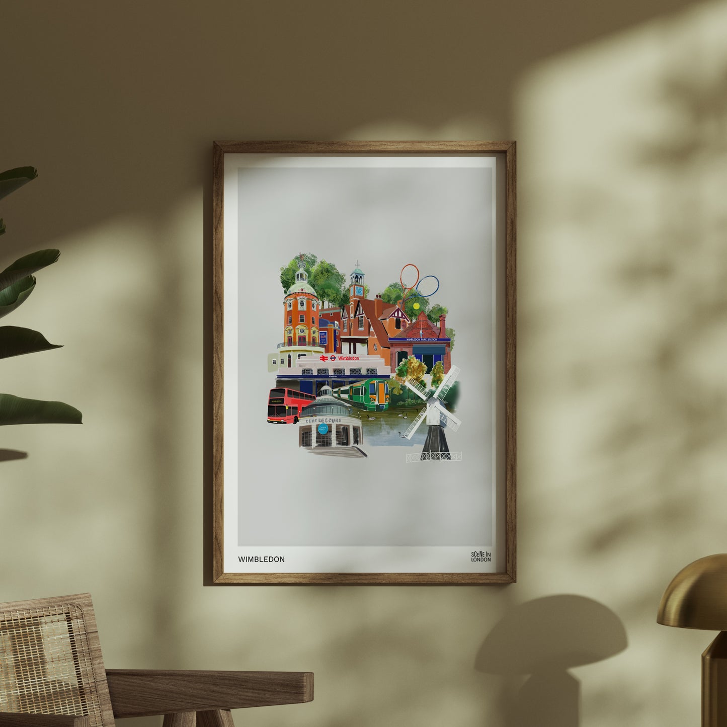 Wimbledon London art print in cosy home interior